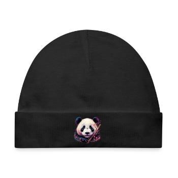 Panda - Baby Premium Organic Mütze - Schwarz - Vorne