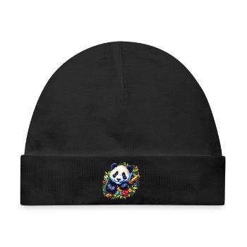 Panda - Baby Premium Organic Mütze - Schwarz - Vorne