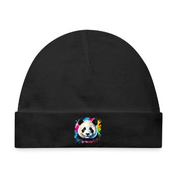 Panda - Baby Premium Organic Mütze - Schwarz - Vorne