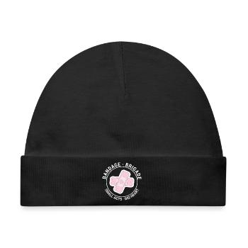 Bandade-Brigade Kleine Taten. Großes Herz. Druck auf der Brust - Baby Premium Organic Mütze - Schwarz - Vorne