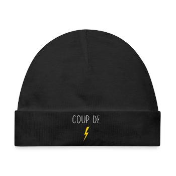 Coup de foudre minimalistisches Design gelber Blitz - Baby Premium Organic Mütze - Schwarz - Vorne