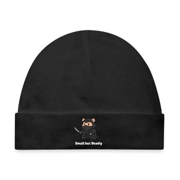 Kleiner Ninja mit Schwert - Baby Premium Organic Mütze - Schwarz - Vorne