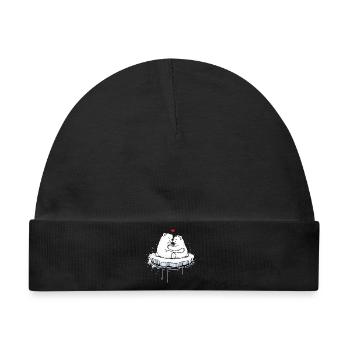 Zwei kuschelnde Eisbären auf Eisscholle  - Baby Premium Organic Mütze - Schwarz - Vorne