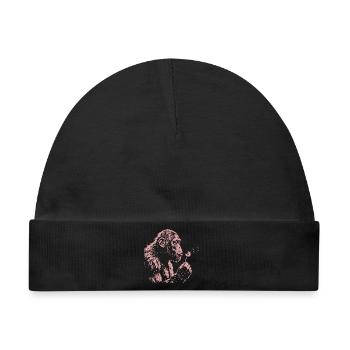  Chimpanzee Blowing Dandelion Art Monkey Nature - Baby Premium Organic Mütze - Schwarz - Vorne