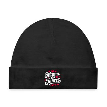 Mama des Jahres Herzdesign - Baby Premium Organic Mütze - Schwarz - Vorne