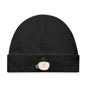 Latte Heart Cup Kunst - Baby Premium Organic Mütze - Schwarz - Vorne