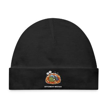 Schlafende Schildkröte im Herbstlaub - Baby Premium Organic Mütze - Schwarz - Vorne