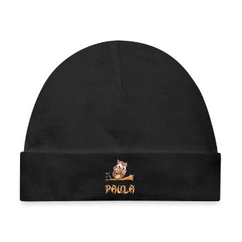 Eule Paula - Baby Premium Organic Mütze - Schwarz - Vorne