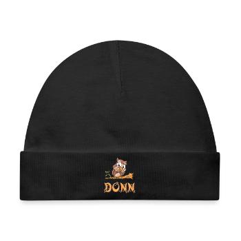 Eule Donn - Baby Premium Organic Mütze - Schwarz - Vorne