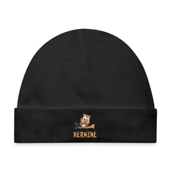 Eule Hermine - Baby Premium Organic Mütze - Schwarz - Vorne