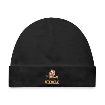Eule Michele - Baby Premium Organic Mütze - Schwarz - Vorne
