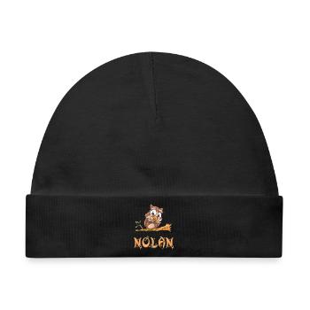 Eule Nolan - Baby Premium Organic Mütze - Schwarz - Vorne