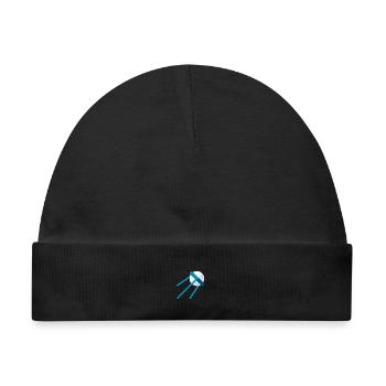 Satellit im All – Blaues Space Icon - Baby Premium Organic Mütze - Schwarz - Vorne