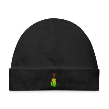 Regenbogen Splatter Gitarre - Baby Premium Organic Mütze - Schwarz - Vorne