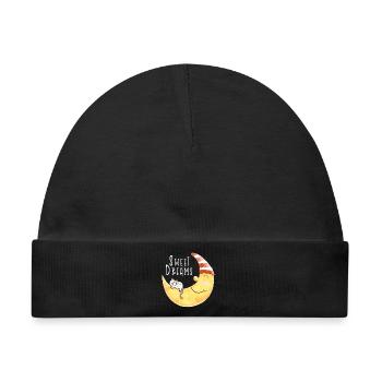Sweet Dreams Katze im Mond - Baby Premium Organic Mütze - Schwarz - Vorne