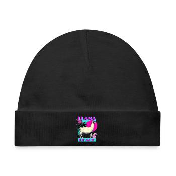 Llama Beach - Baby Premium Organic Mütze - Schwarz - Vorne
