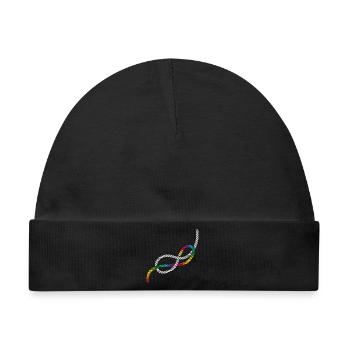 Achtknoten oder Liebesknoten in Regenbogen Farben - Baby Premium Organic Mütze - Schwarz - Vorne