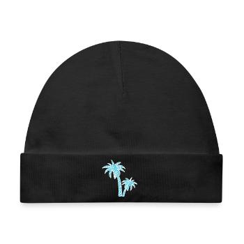 Tropic Wave Abstraktes Palmendesign - Baby Premium Organic Mütze - Schwarz - Vorne