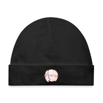 Prinzessin Rosa Gold Akzente - Baby Premium Organic Mütze - Schwarz - Vorne
