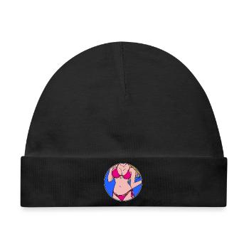 Surfergirl Bikini Urlaub Strand Meer Sommer Sonne - Baby Premium Organic Mütze - Schwarz - Vorne