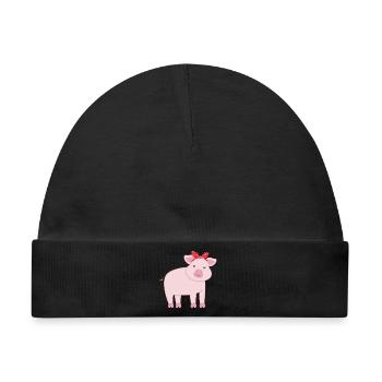 Schwein Schweine - Baby Premium Organic Mütze - Schwarz - Vorne