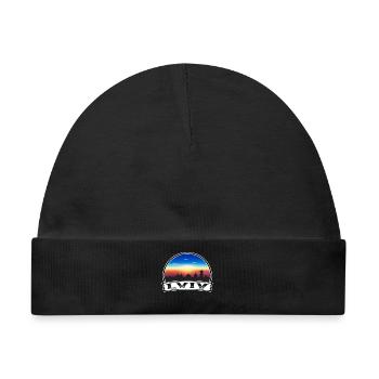 Lviv Ukraine Skyline Vintage Sonnenuntergang Reisen Souveni - Baby Premium Organic Mütze - Schwarz - Vorne