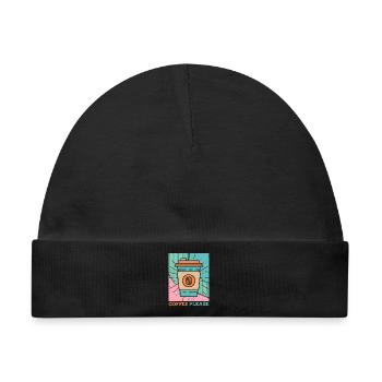 Kaffee bitte lustiges Kaffeedesign - Baby Premium Organic Mütze - Schwarz - Vorne