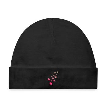 Stern Sternchen Muster Sternenhimmel - Baby Premium Organic Mütze - Schwarz - Vorne