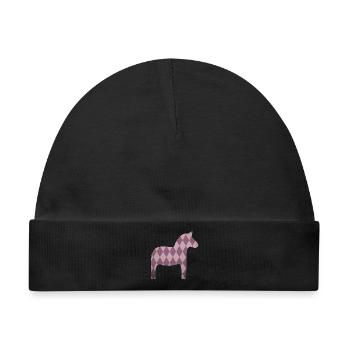 Dalapferd Rauten rosa Pferd Mädchen skandinavisch - Baby Premium Organic Mütze - Schwarz - Vorne
