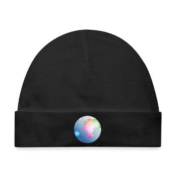 blauer Planet Erde mit bunten Kontinenten - Baby Premium Organic Mütze - Schwarz - Vorne