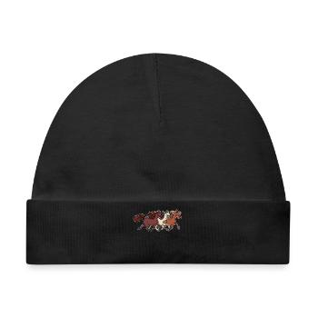 Hengst Galopp Pferde Islandpferde Pferdenarr - Baby Premium Organic Mütze - Schwarz - Vorne