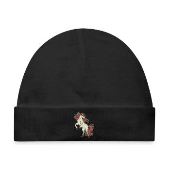Trab Pferde Galopp Islandpferde Reiten Pferdefan - Baby Premium Organic Mütze - Schwarz - Vorne