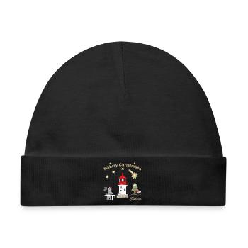 Weihnachtlicher Leuchtturm Gellen auf Hiddensee - Baby Premium Organic Mütze - Schwarz - Vorne
