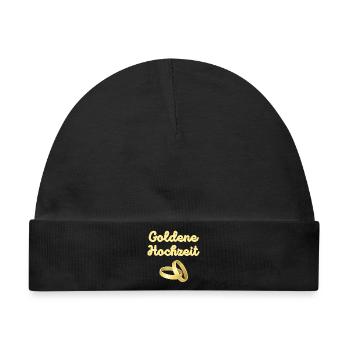Goldene Hochzeit goldene Eheringe leuchtend Gold - Baby Premium Organic Mütze - Schwarz - Vorne