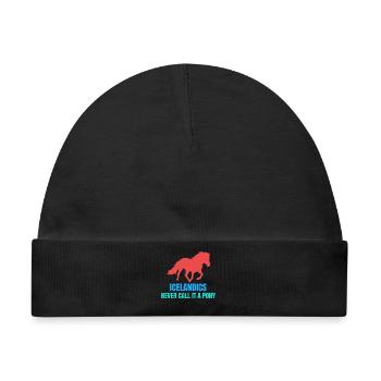 Islandpferde Pony Statement Isländer Pferdenarr - Baby Premium Organic Mütze - Schwarz - Vorne