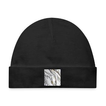 Marmor Naturstein Weiß Gold Textur - Baby Premium Organic Mütze - Schwarz - Vorne