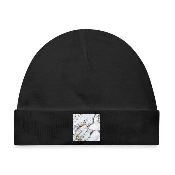 Marmor Weiß Gold Textur - Baby Premium Organic Mütze - Schwarz - Vorne