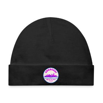 Shanghai China Skyline Badge - Baby Premium Organic Mütze - Schwarz - Vorne