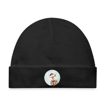 goldiger Fuchs für Weihnachten mit Zuckerstange - Baby Premium Organic Mütze - Schwarz - Vorne