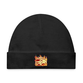 Feuer Brennen Feuerwehr Feuerwehrauto Brandschutz - Baby Premium Organic Mütze - Schwarz - Vorne