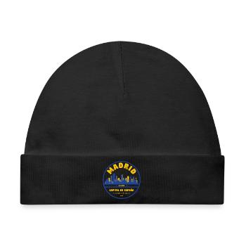 Madrid Skyline Emblem – Hauptstadt Spanien - Baby Premium Organic Mütze - Schwarz - Vorne