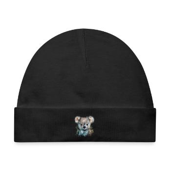 Koala Aquarell Laub - Baby Premium Organic Mütze - Schwarz - Vorne