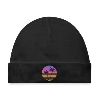 Palmier Crépuscule Vintage - Baby Premium Organic Mütze - Schwarz - Vorne