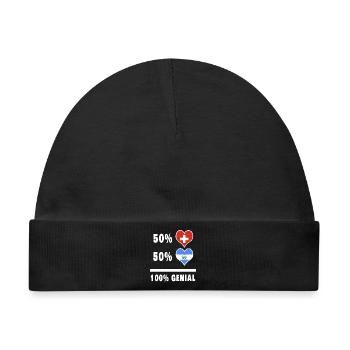 El Salvador und Schweiz 100% Genial Flagge - Baby Premium Organic Mütze - Schwarz - Vorne