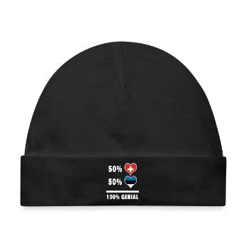 Estland und Schweiz 100% Genial Flagge - Baby Premium Organic Mütze - Schwarz - Vorne