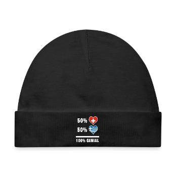 Griechenland und Schweiz 100% Genial Flagge - Baby Premium Organic Mütze - Schwarz - Vorne