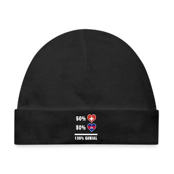 Kambodscha und Schweiz 100% Genial Flagge - Baby Premium Organic Mütze - Schwarz - Vorne