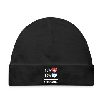 Israel und Schweiz 100% Genial Flagge - Baby Premium Organic Mütze - Schwarz - Vorne