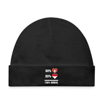 Indonesien und Schweiz 100% Genial Flagge - Baby Premium Organic Mütze - Schwarz - Vorne