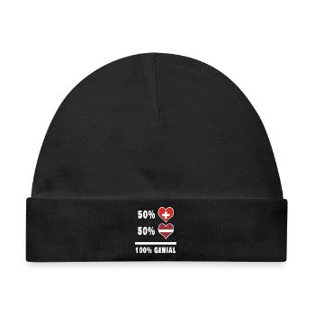 Lettland und Schweiz 100% Genial Flagge - Baby Premium Organic Mütze - Schwarz - Vorne